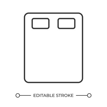 Optimized dual sleeper comfort line icon. Master bedroom layout. Modern double mattress solutions. Isolated vector illustration. Outline symbol. Simple linear drawing. Editable stroke
