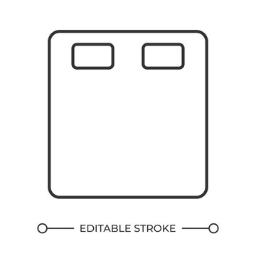 Modern double mattress configuration line icon. Urban apartment furniture. Bedroom layout planning. Isolated vector illustration. Outline symbol. Simple linear drawing. Editable stroke