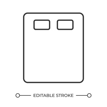 Standard double mattress line icon. Bed size planning. Master suite styling. Home bedding and bedroom layout. Isolated vector illustration. Outline symbol. Simple linear drawing. Editable stroke