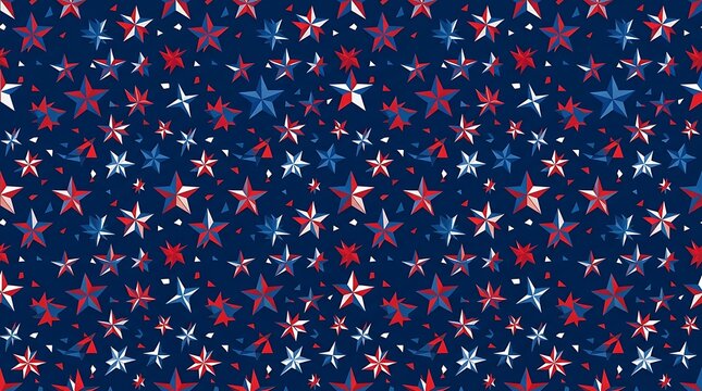 Patriotic seamless pattern with red white and blue stars
