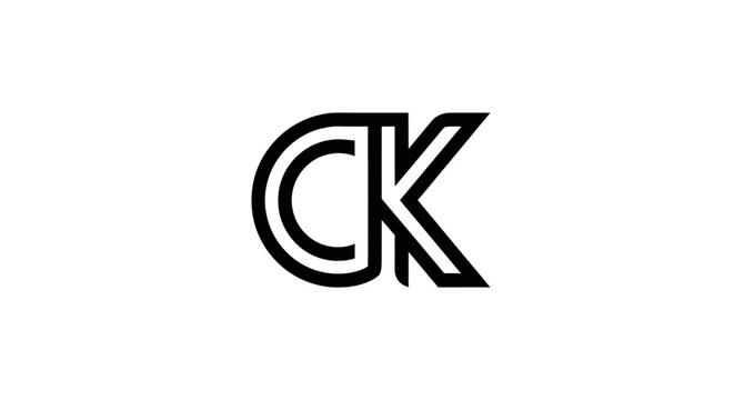 Modern interlocking letters CK line art monogram logo.