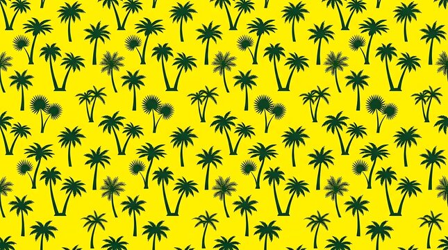 Tropical palm tree pattern on yellow background