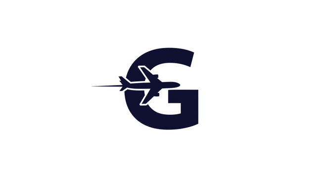 Navy blue letter G with airplane flight logo.