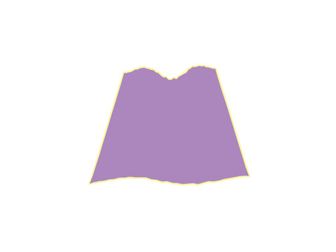 A simple purple trapezoid shape with a thin yellow outline contour