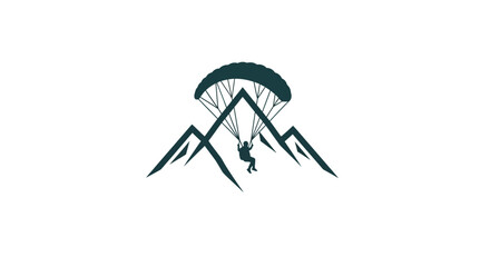Paraglider over mountain range minimalist logo. © Nmm