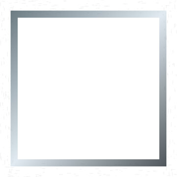 Simple silver square frame border with metallic gradient isolated on transparent background
