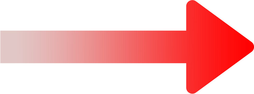 Red gradient arrow icon with rounded corners, vibrant directional pointer for navigation, modern flat vector arrow graphic for web interface and digital marketing