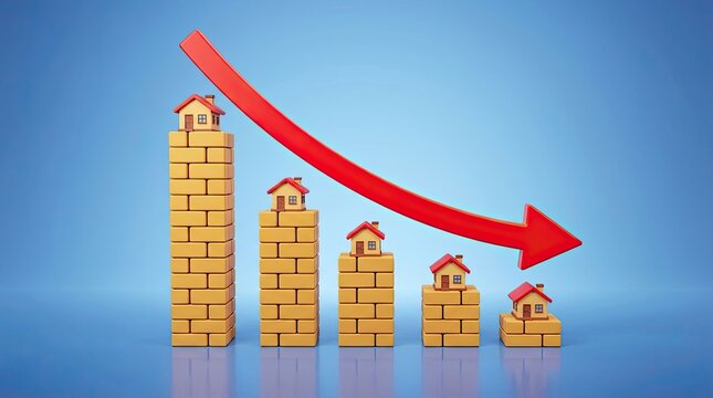 Real estate market decline illustrating falling home values and business investment risks