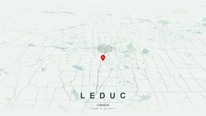 Modern minimalist vector map of Leduc, Alberta. High-quality scalable illustration of Leduc geographic boundaries, Telford Lake and Saunders Lake shoreline networks for posters design. © AliRza
