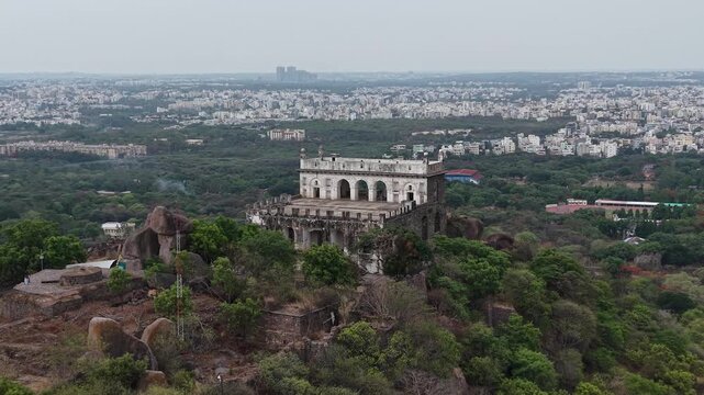 Aerial shot of Golconda Fort in Hyderabad, India