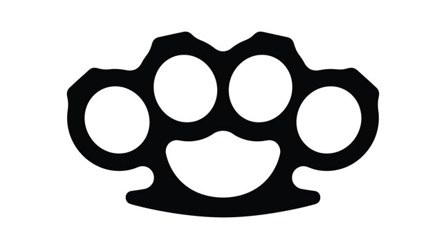 Brass knuckles weapon with four finger holes black silhouette