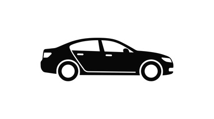 Fototapeta premium Sedan Car Side View Silhouette On White Background