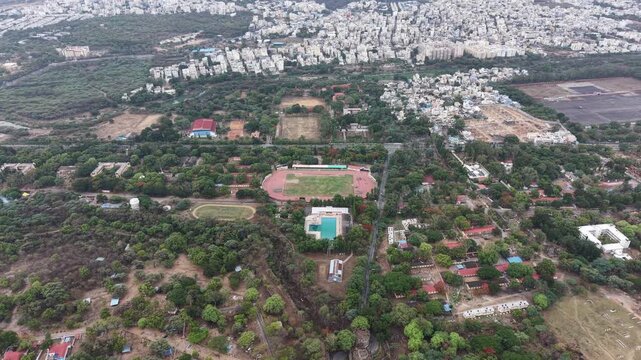 Aerial shot of play stadium in Hyderabad, India