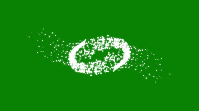 Sparkling stars light animation and particles on green background, star sparkle vector doodles glowing light effect. white glitter sparkles star line trail, fairy sparkle stars shine.