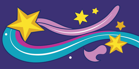 Shooting star and celestial trail on dark blue background vector illustration. © SarwarGfx