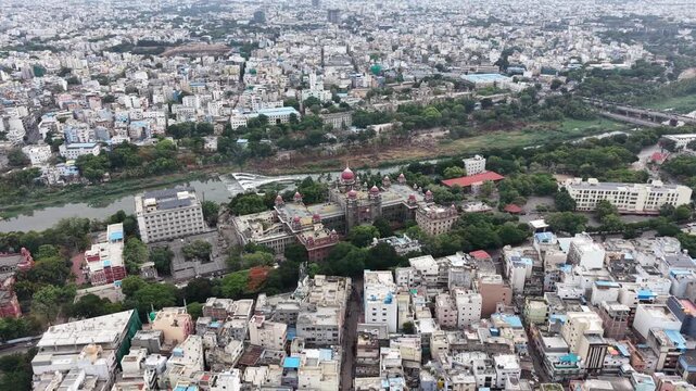 Aerial shot of Telangana High Court in Hyderabad, India