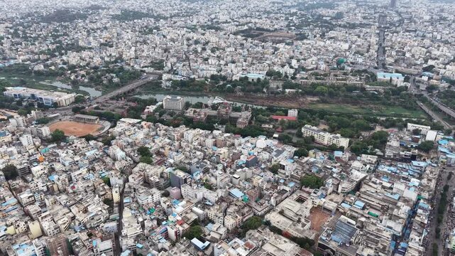Aerial shot of Telangana High Court in Hyderabad, India