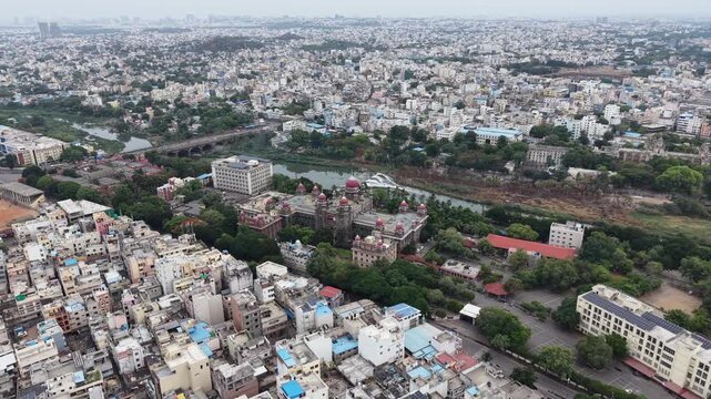 Aerial shot of Telangana High Court in Hyderabad, India