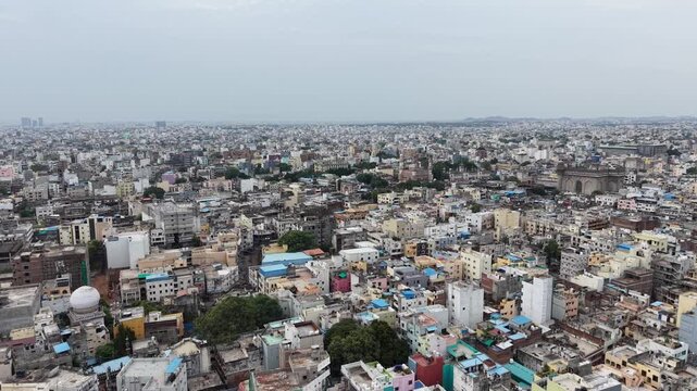 Aerial view of Hyderabad city in India
