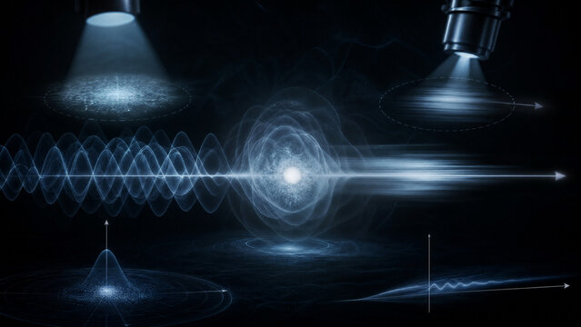 Quantum Physics Double Slit Experiment with Wave-Particle Duality Visualization