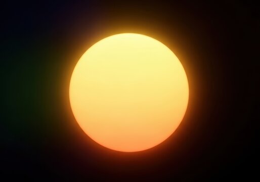 Glowing sun sphere in dark space