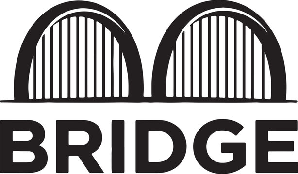 Monochrome with bold blue arch shapes and bridge text arches typography sans-serif