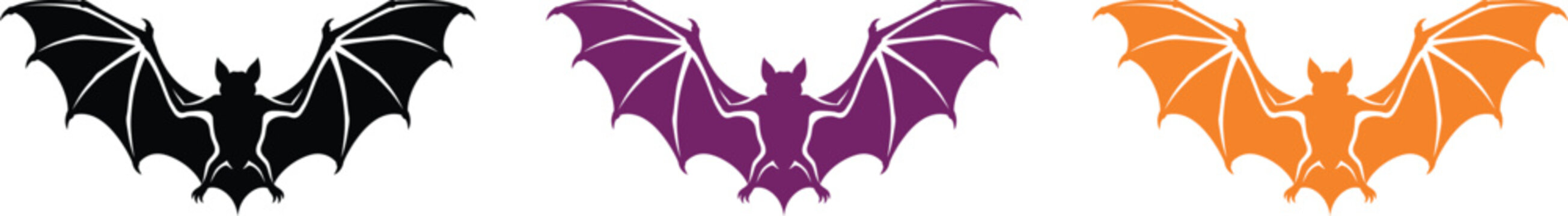 Spooky Halloween Bat Silhouette Vector Set for October 31 Celebration