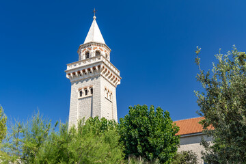 Naklejka premium Historic Bell Tower of the Old Parish Church in Kastel Sucurac, Dalmatia, Croatia