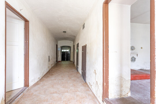 Old empty residential building hallway renovation project