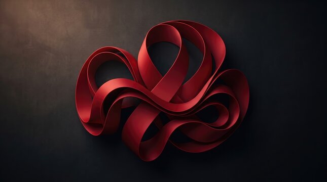 World AIDS Day 2026 abstract background design Red ribbon bow floating in dark gradient background