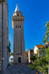 Naklejka premium Historic Bell Tower of the Old Parish Church in Kastel Sucurac, Dalmatia, Croatia