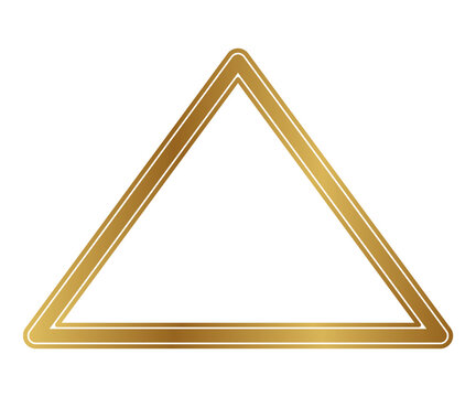 Minimalist gold triangle geometric outline shape as PNG cutout
