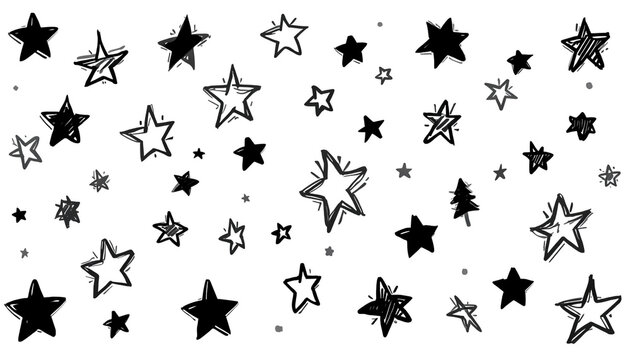 Sparkling star confetti falling on white background. Glittering gold and silver stars scattered for celebration and festive design.