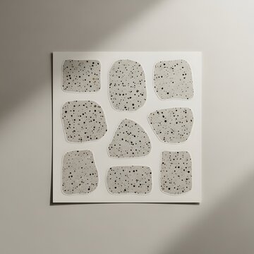 Abstract terrazzo pattern with organic stone shapes on a neutral minimal background