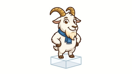 Obraz premium Smiling cartoon goat wearing blue scarf