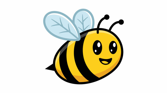 Smiling cartoon bee with wings