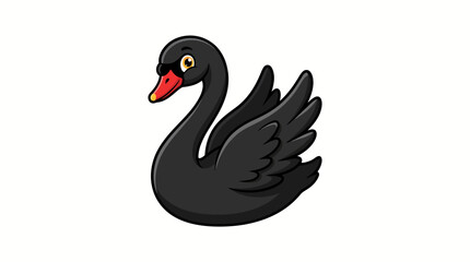Black swan cartoon with red beak © MUKTARANI