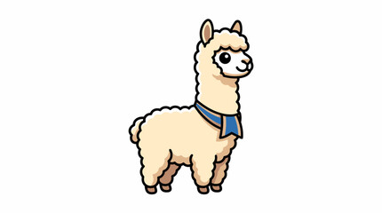 Cute cartoon llama with blue scarf © MUKTARANI