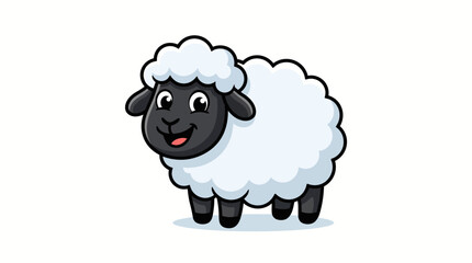 Obraz premium Cute cartoon black and white sheep standing