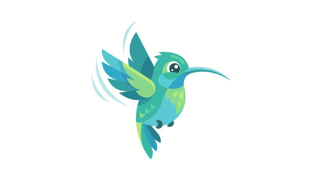 Cartoon green hummingbird flying