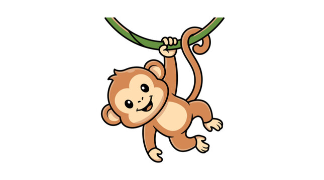 Cute monkey hanging on a tree branch