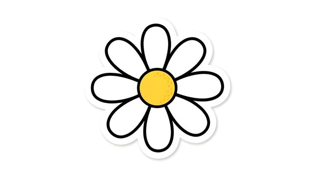 Set of cute hand drawn daisies with yellow centers, simple floral illustration collection