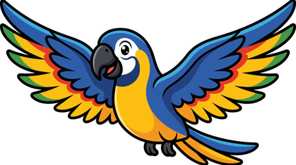 Naklejka premium Colorful blue and yellow parrot flying