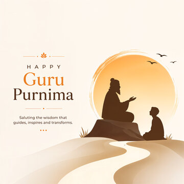 Guru Purnima celebration. Teacher and student meditation.