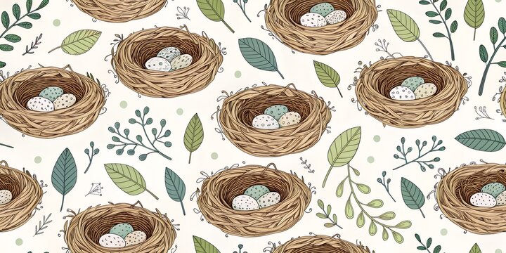 seamless floral pattern of nest