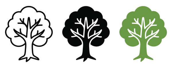 Deciduous tree nature environment conservation silhouette icon set with environment silhouette illustration isolated botanical landscaping environmental vegetation agriculture seasonal © Eps World