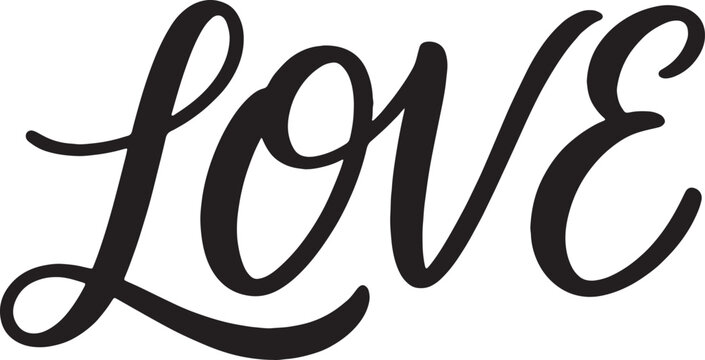 Black cursive script text "love" on plain white background