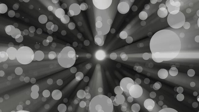  Monochrome Bokeh flare lights abstract background, defocused caustic photo effect with circle drifting particles for festive celebration, party and design