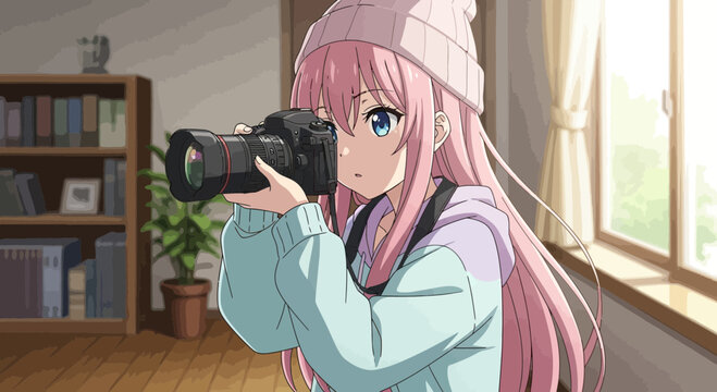 Creative Artist Holding Camera Near Window