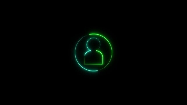 Neon glowing user profile animation, digital identity and social media interface